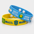 Brazil fan wristband shown with team colors