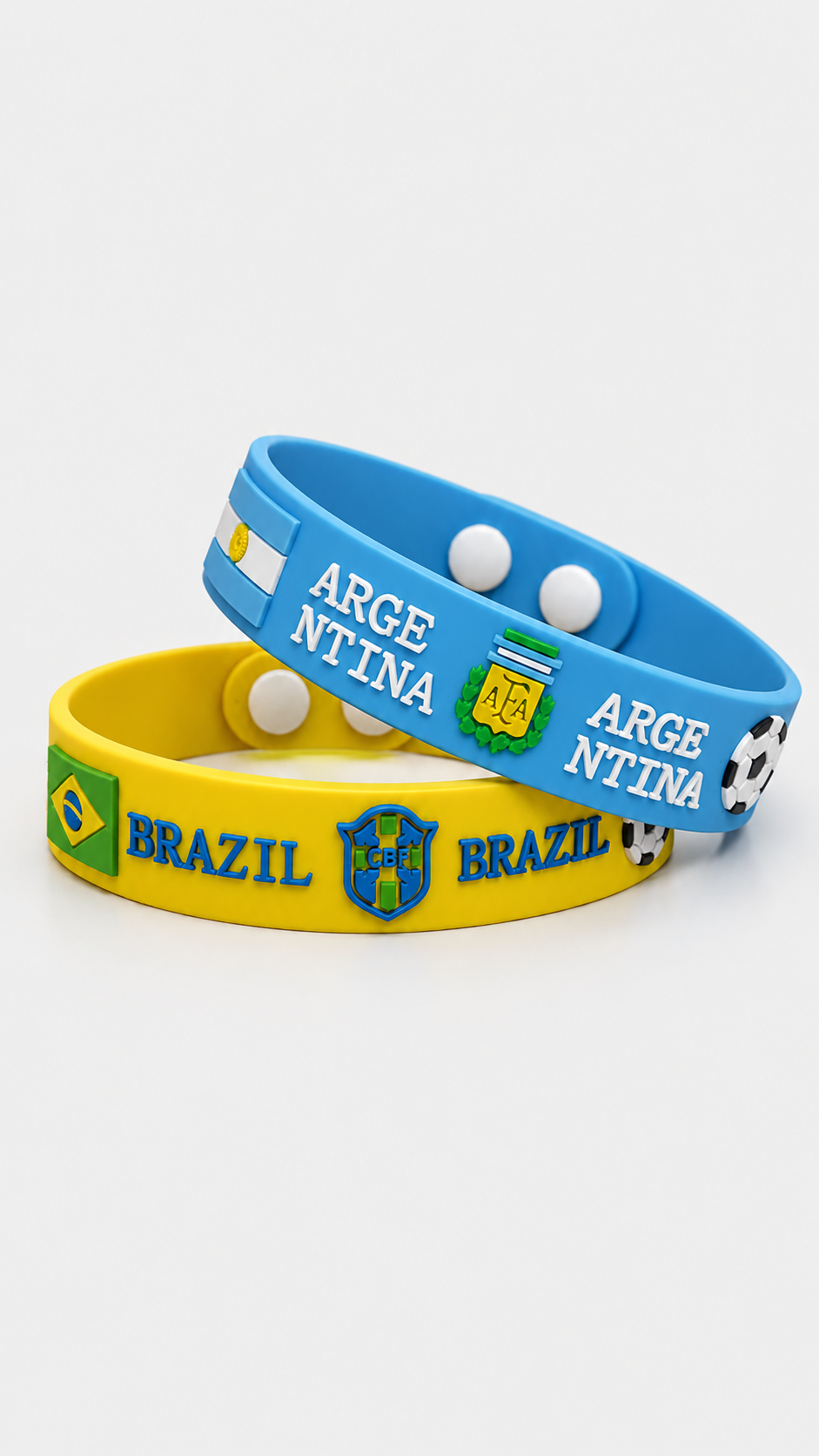 Brazil fan wristband shown with team colors